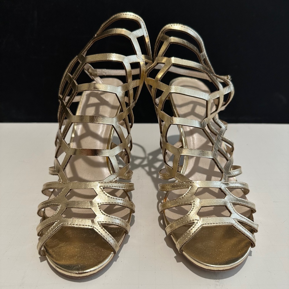 David's Bridal, Gold Strapped Heels